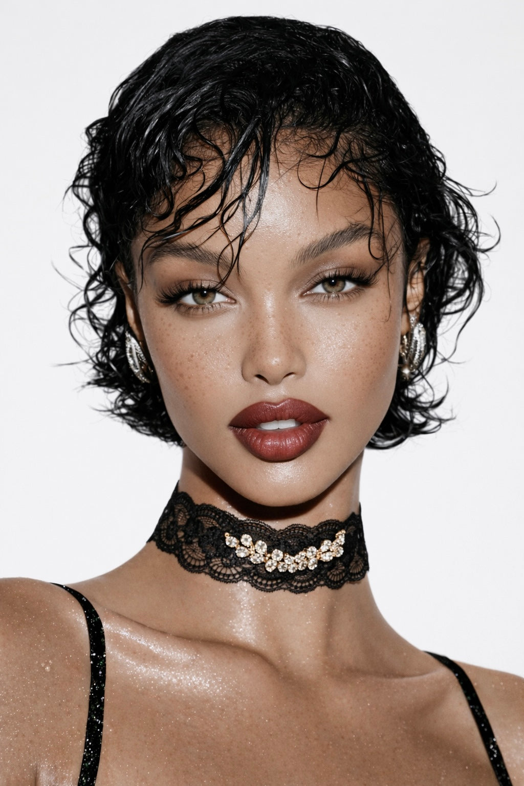 Дантелен чокър с камъни “BLACK STONE”