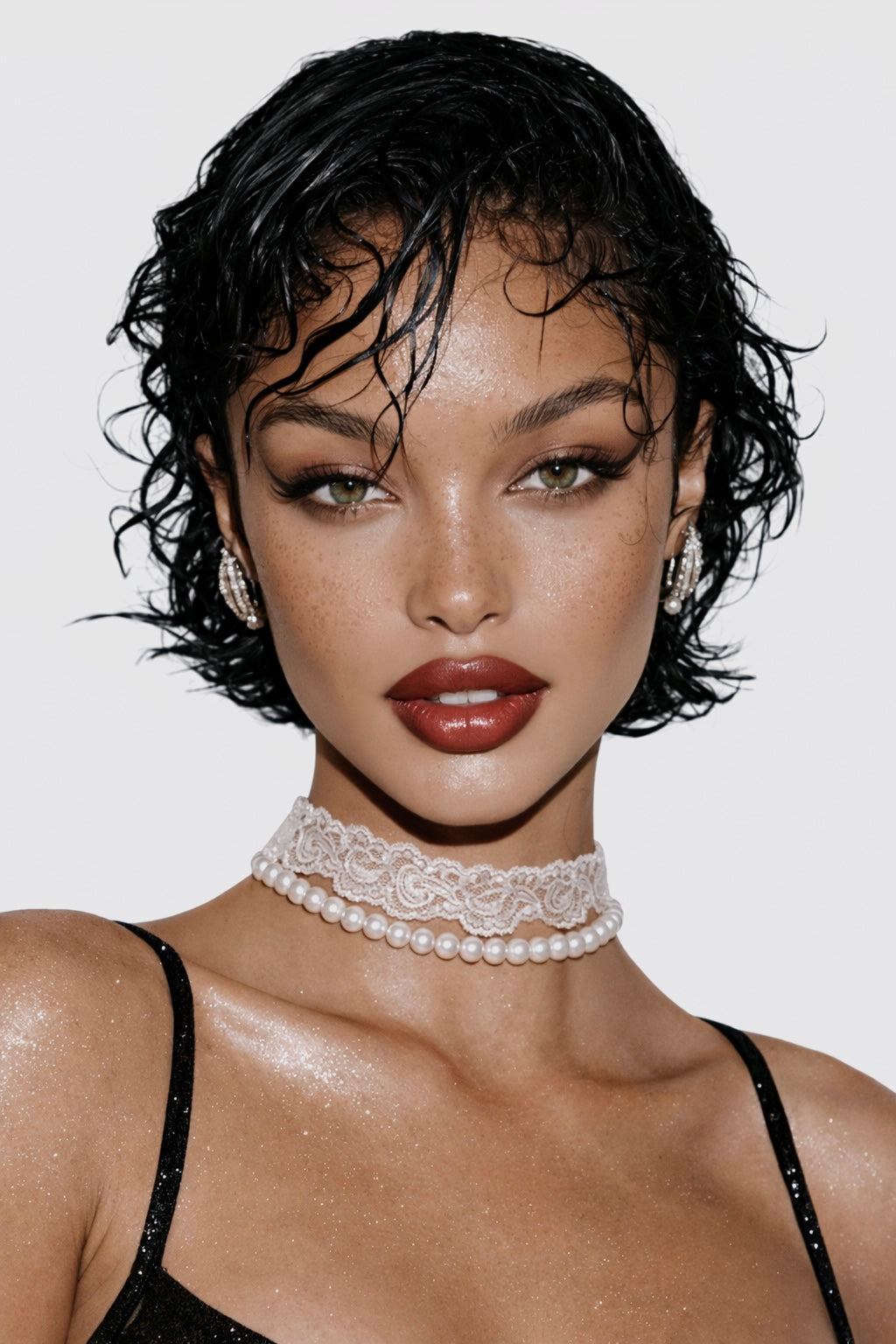 Дизайнерското дантелено колие „Adriana" е изящно ръчно изработено бижу